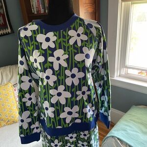 Lesley Evers Flower Nostalgia Green Sweatshirt NWOT SZ XL